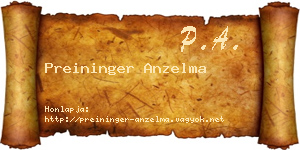 Preininger Anzelma névjegykártya